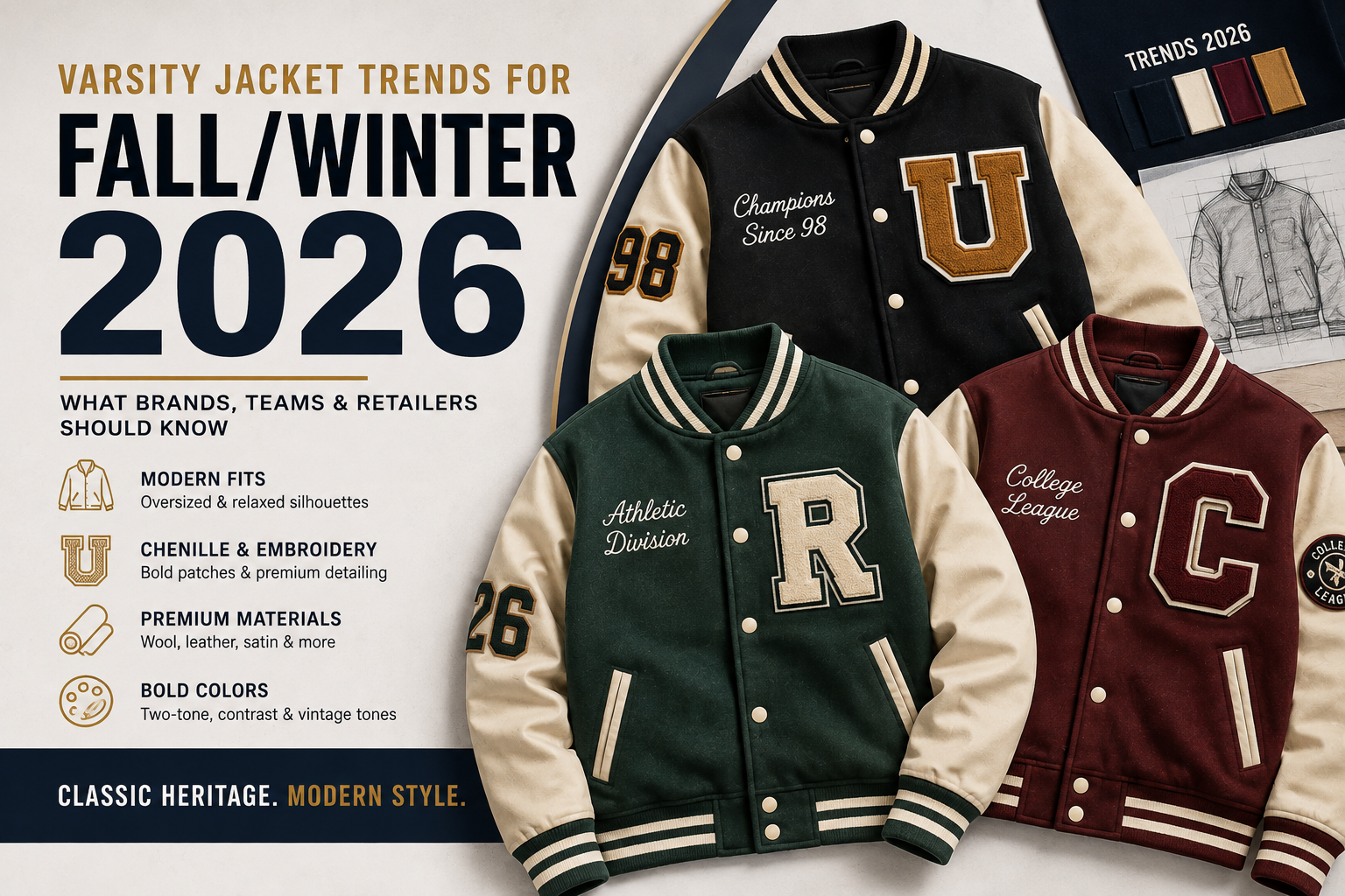 Varsity Jacket Trends for Fall/Winter 2026: What Brands, Teams & Retailers Should Know
