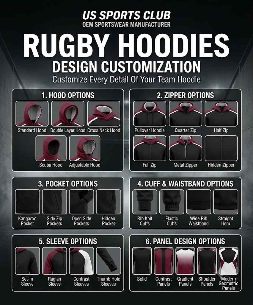 Rugby Hoodies Manufacturer | Custom OEM Rugby Hoodies Supplier gallery
