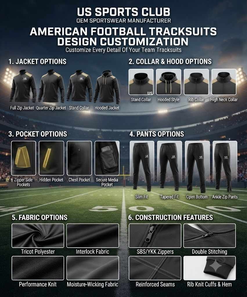 American Football Tracksuits Manufacturer | Custom OEM Football Tracksuits Supplier gallery