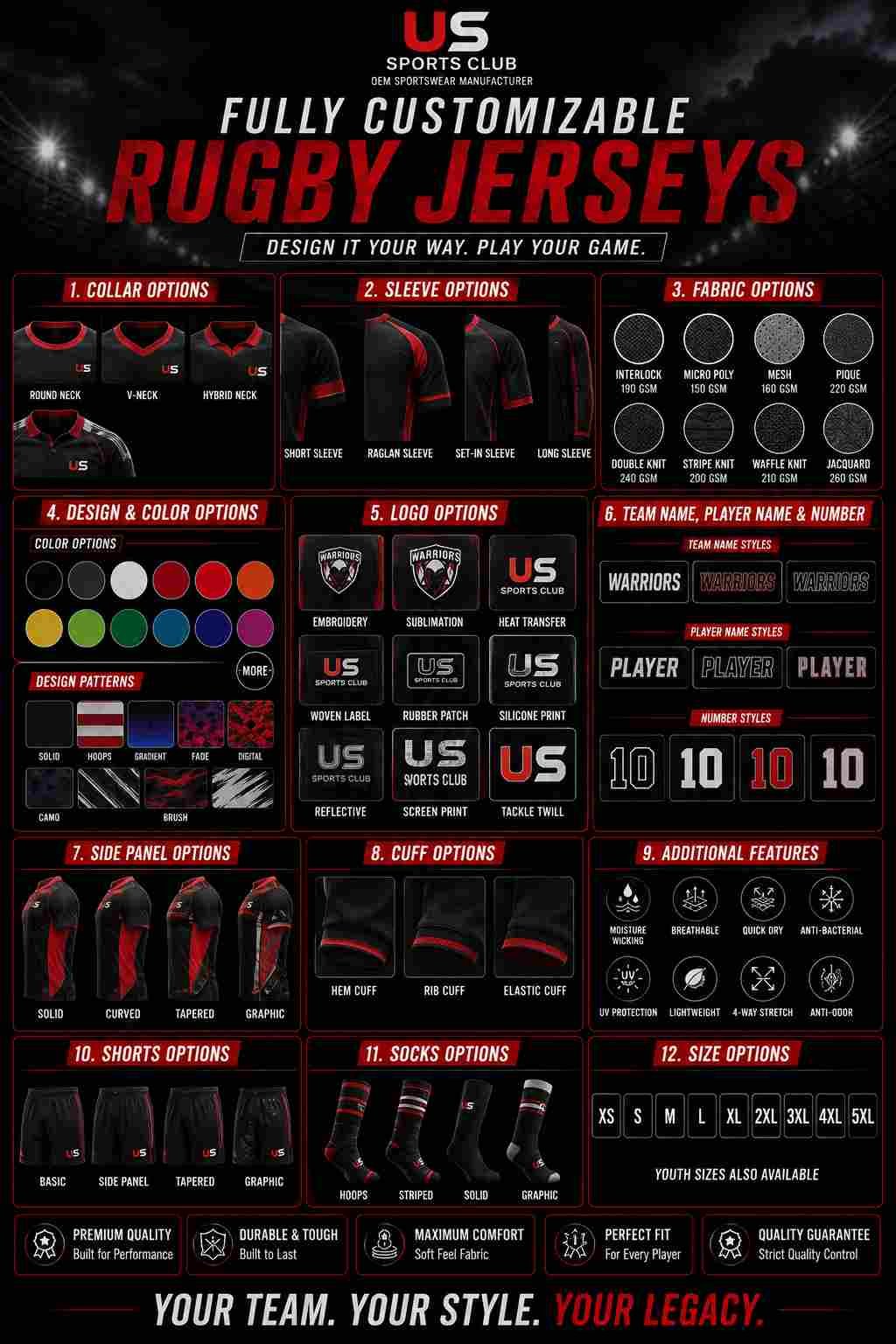 Rugby Jerseys Manufacturer | Custom OEM Rugby Jerseys Supplier gallery