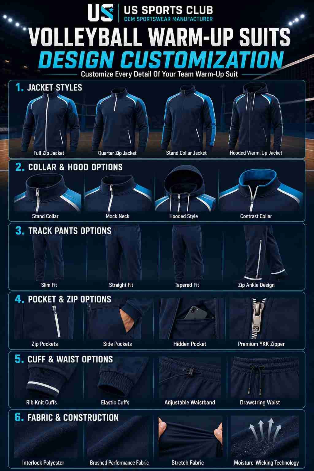 Volleyball Warm-Up Suits Manufacturer | Custom OEM Volleyball Warm-Up Suits Supplier gallery