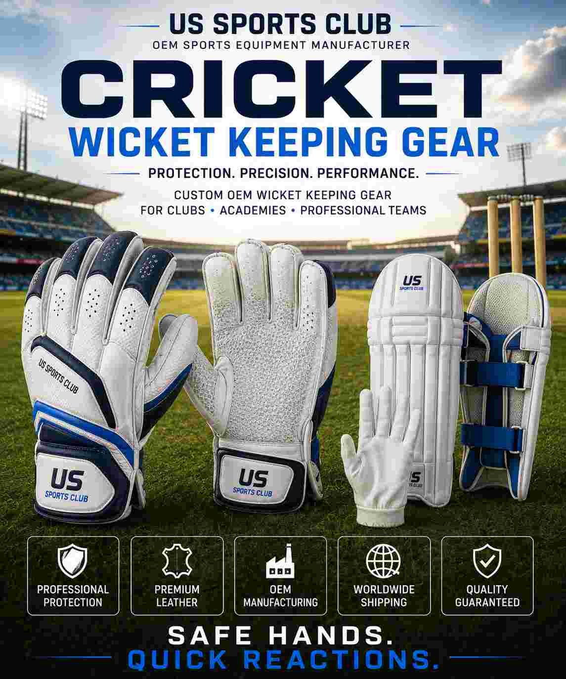 Cricket Wicket Keeping Gear Manufacturer | Custom OEM Wicket Keeper Equipment Supplier