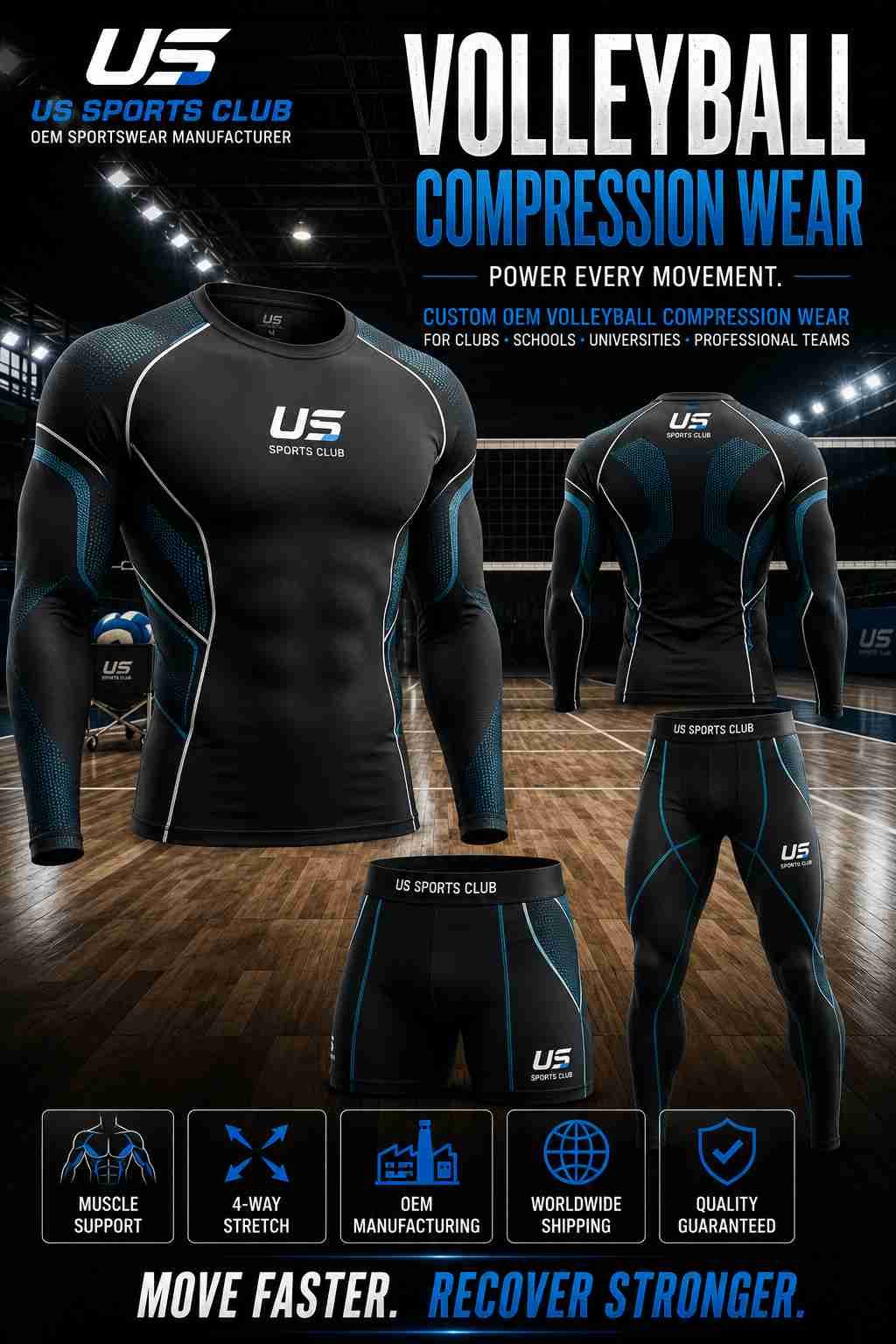 Volleyball Compression Wear Manufacturer | Custom OEM Volleyball Compression Apparel Supplier