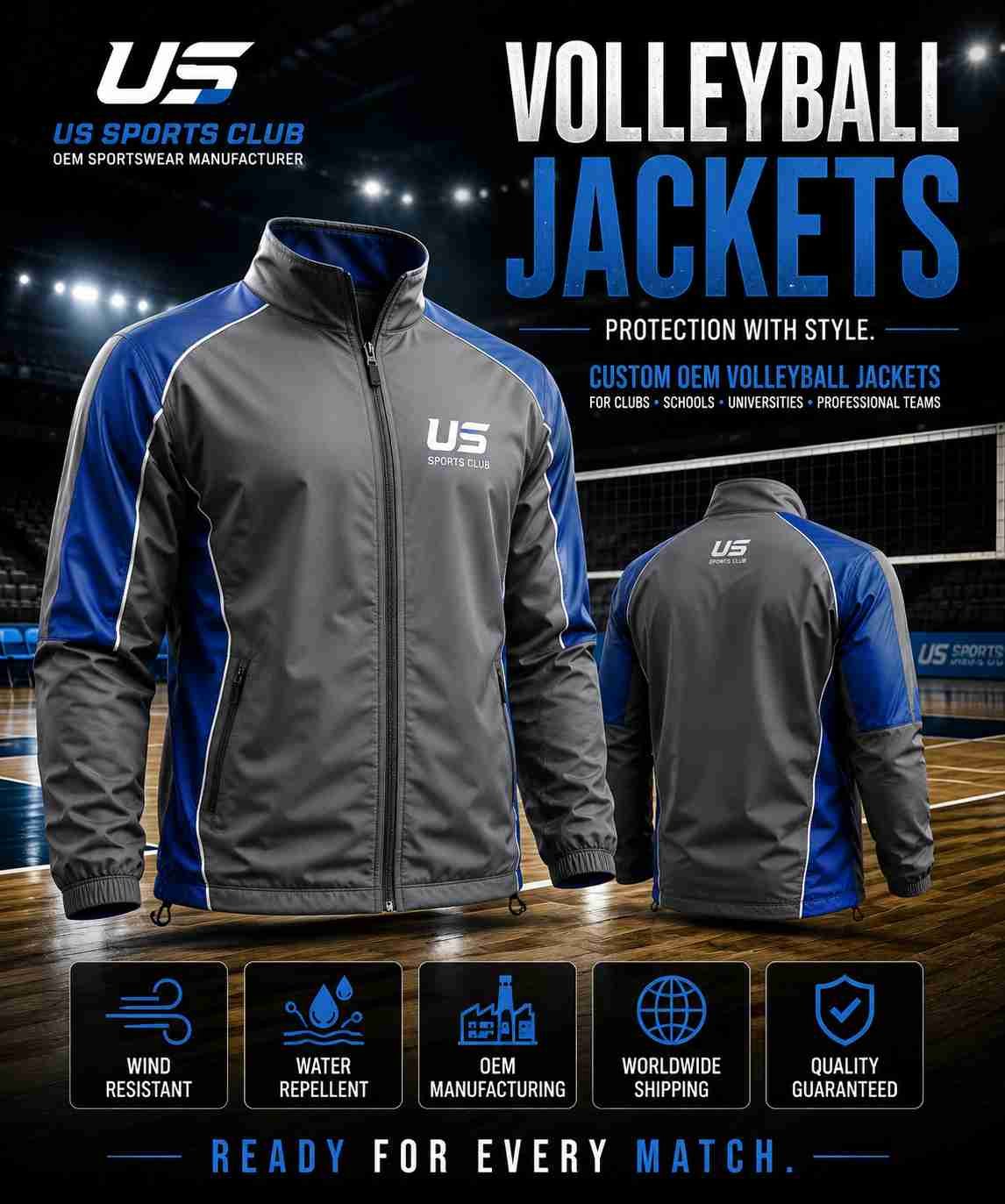 Volleyball Jackets Manufacturer | Custom OEM Volleyball Jackets Supplier