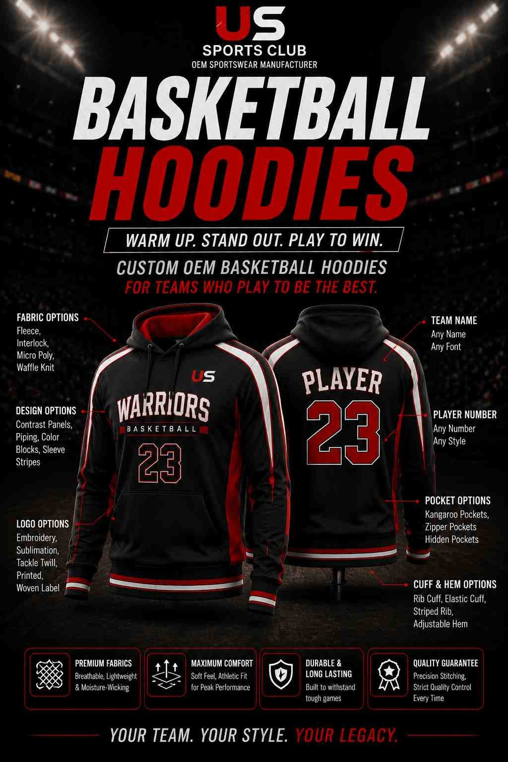 Basketball Hoodies Manufacturer | Custom OEM Team Hoodies