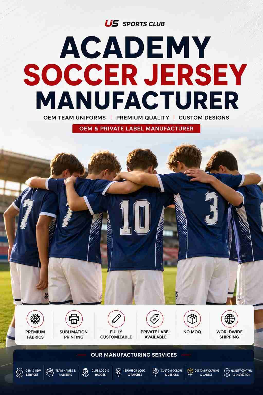 Academy Soccer Jersey Manufacturer | OEM Team Uniforms