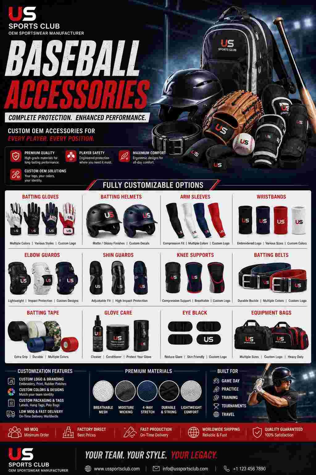 Baseball Accessories Manufacturer | Custom OEM Team Equipment