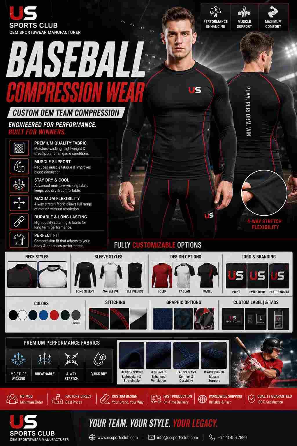 Baseball Compression Wear Manufacturer | Custom OEM Compression Apparel