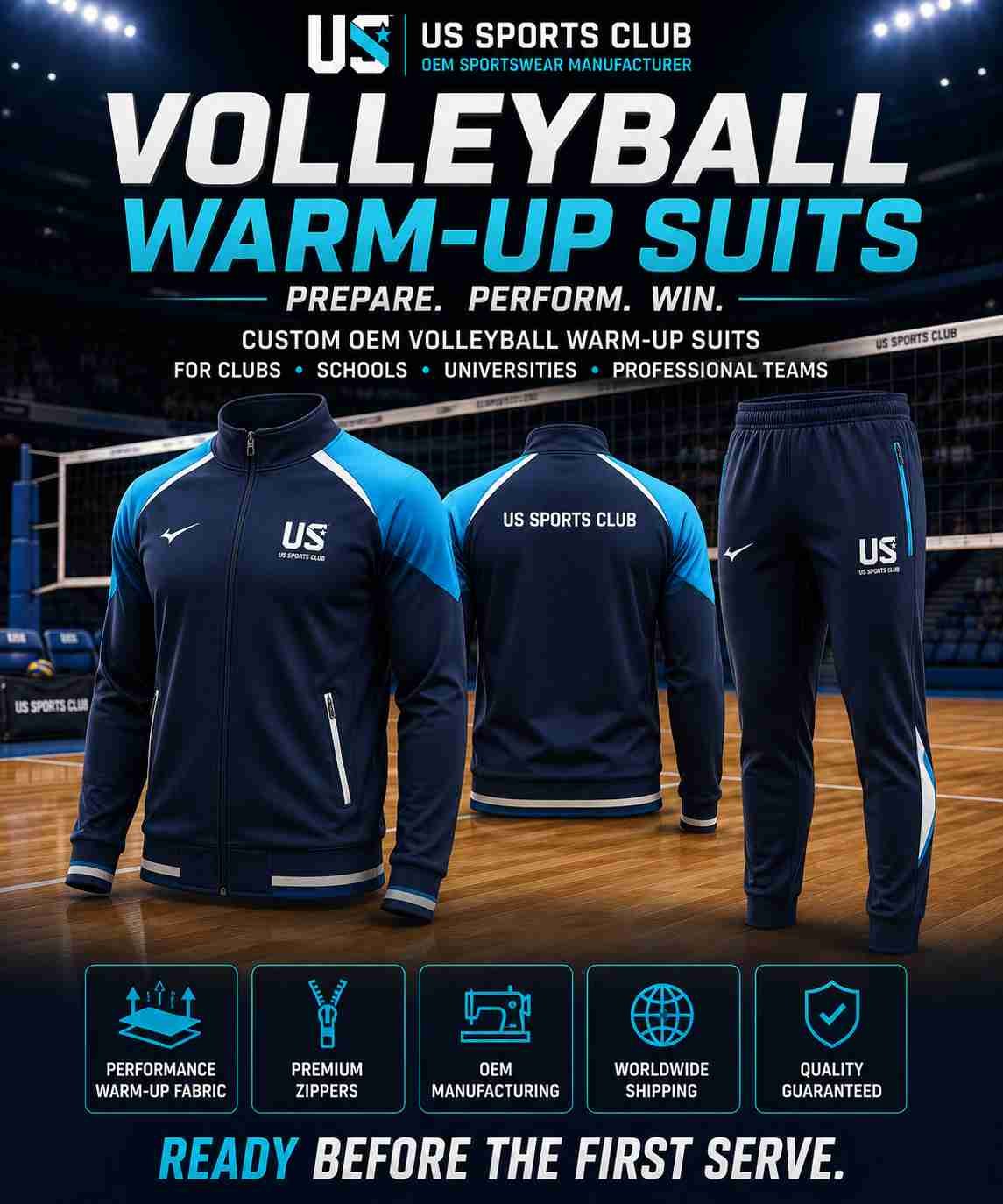 Volleyball Warm-Up Suits Manufacturer | Custom OEM Volleyball Warm-Up Suits Supplier
