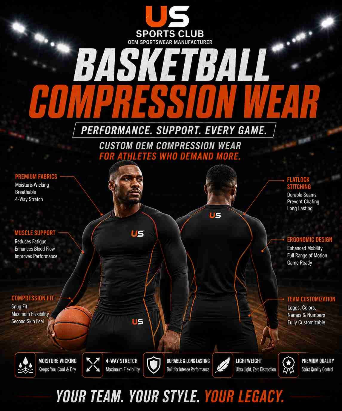 Basketball Compression Wear Manufacturer | Custom OEM Compression Apparel