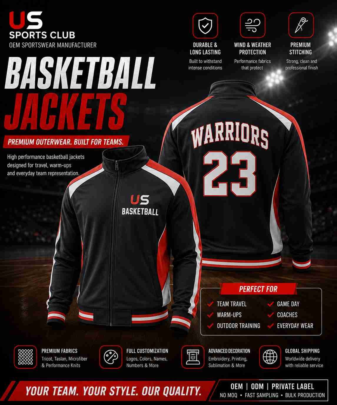 Basketball Jackets Manufacturer | Custom OEM Team Jackets
