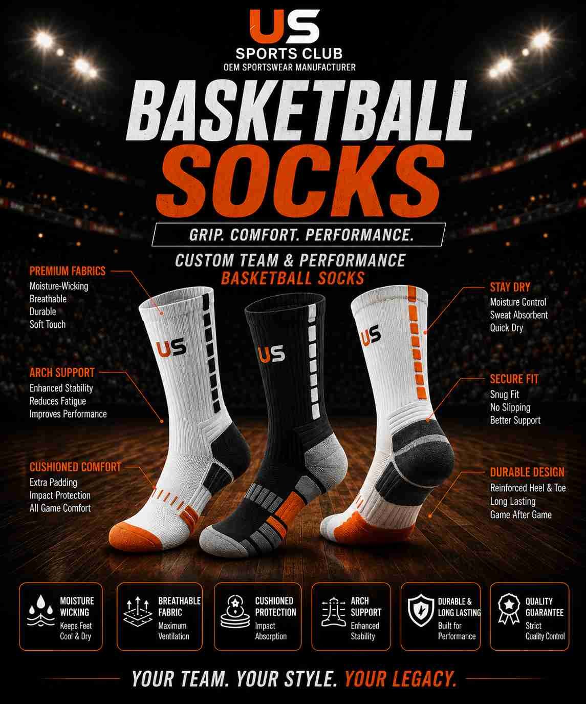 Basketball Socks Manufacturer | Custom Team & Performance Basketball Socks