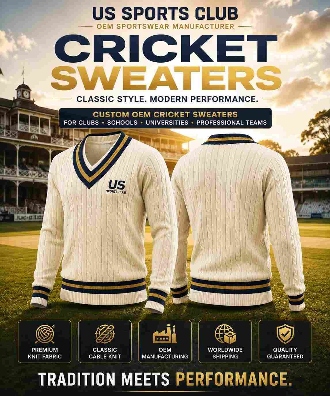 Cricket Sweaters Manufacturer | Custom OEM Cricket Sweater Supplier