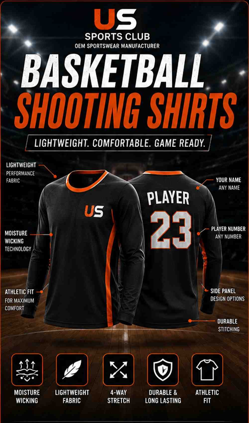 Basketball Shooting Shirts Manufacturer | Custom OEM Warm-Up Shirts