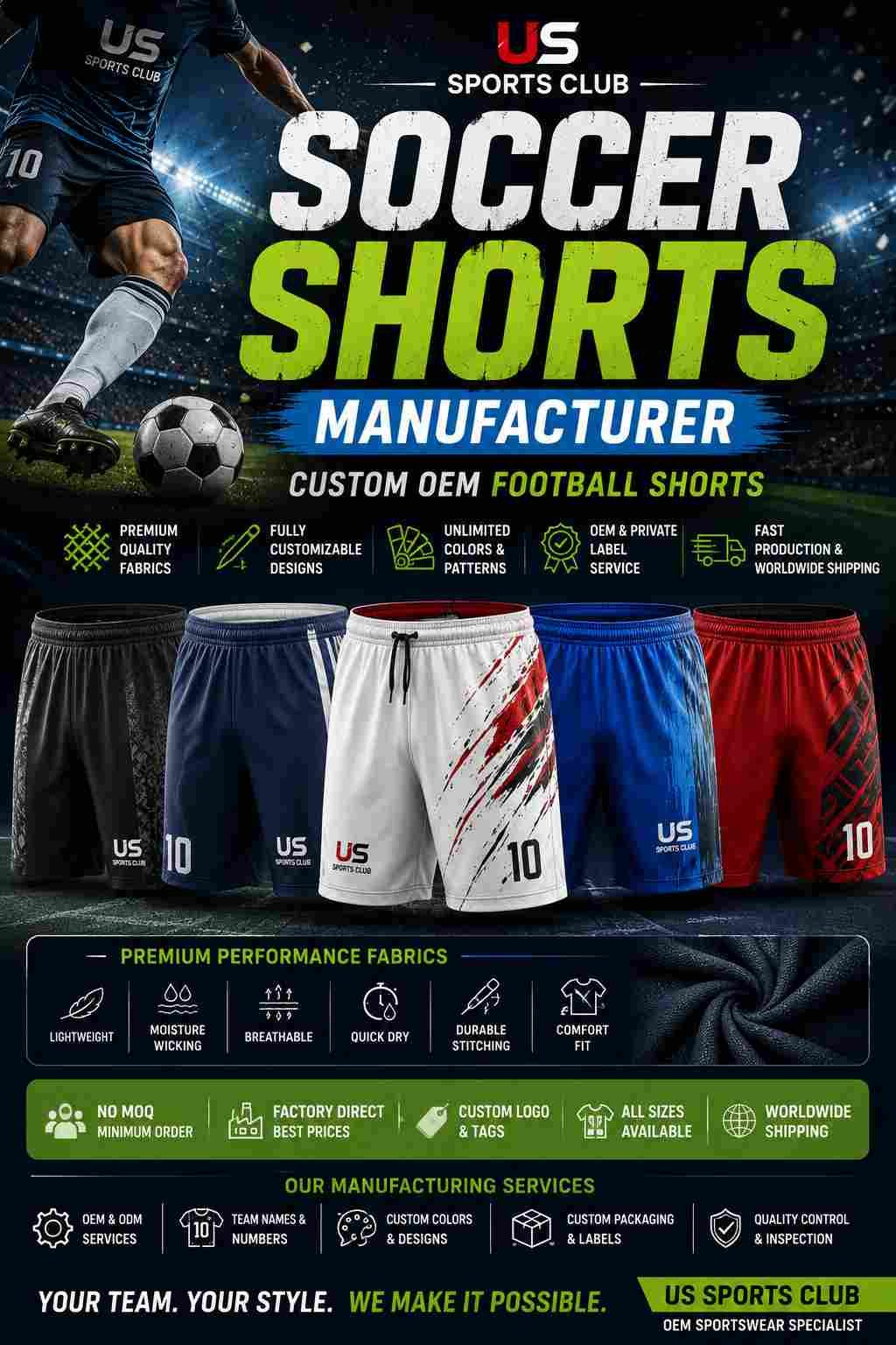 Soccer Shorts Manufacturer | Custom OEM Football Shorts