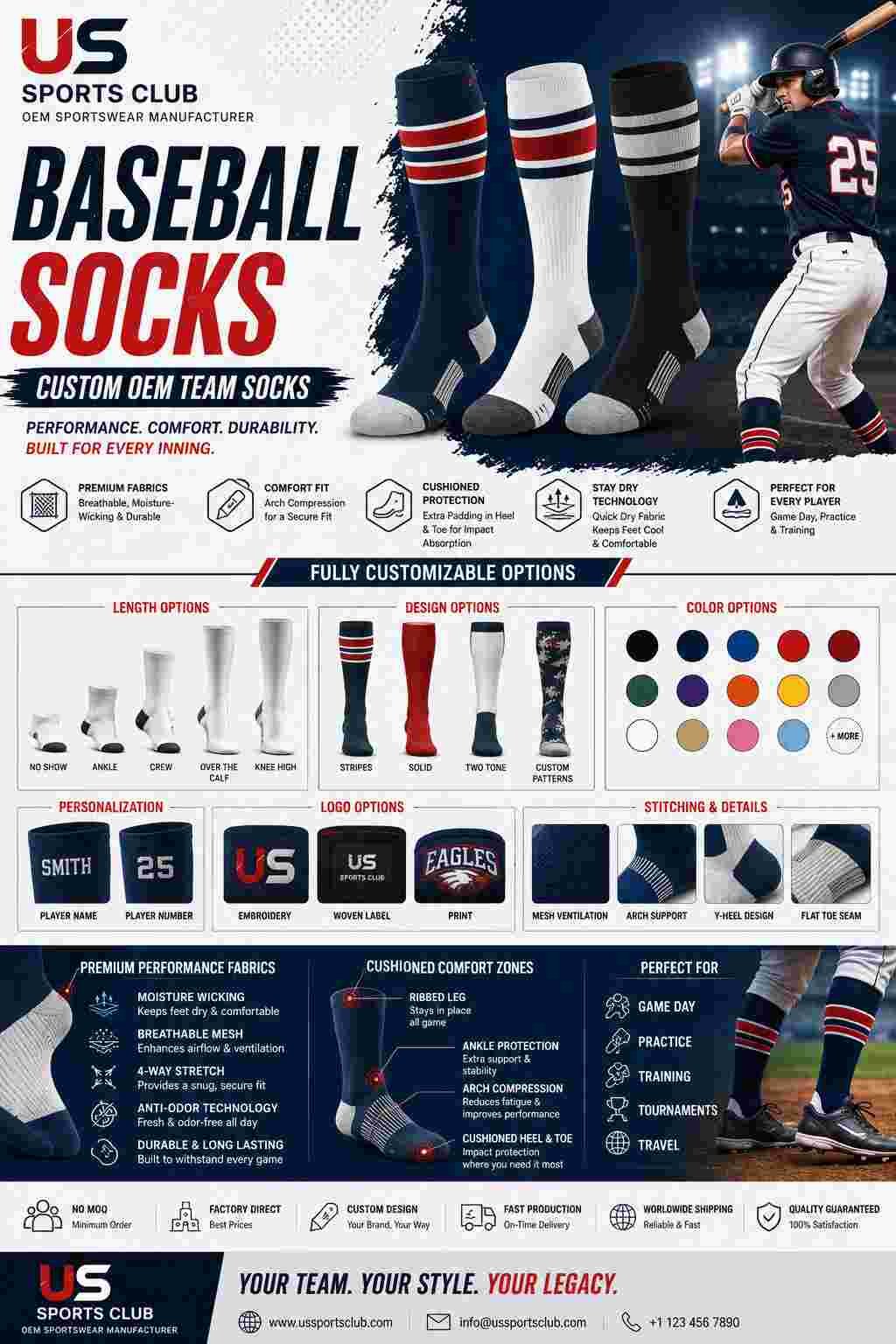 Baseball Socks Manufacturer | Custom Team Socks OEM