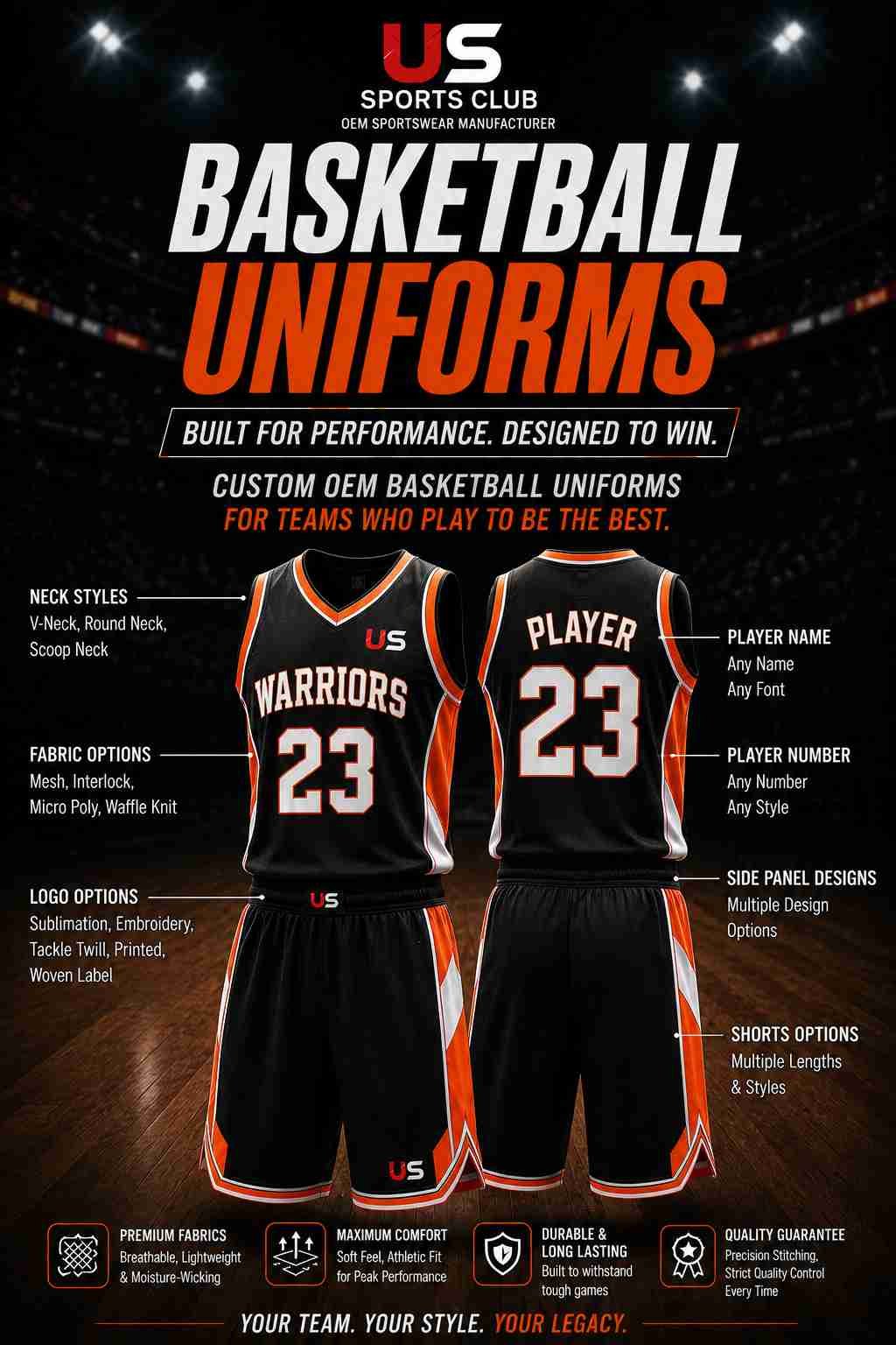 Basketball Uniforms Manufacturer | Custom OEM Team Uniforms